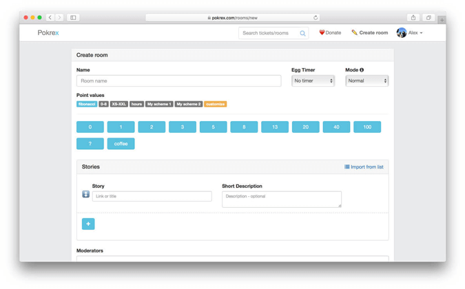 AgileMana Scrum Poker - Point scheme